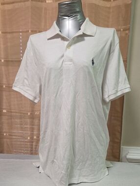 U.S. Polo Assn. White Men's Short Sleeve Polo with Embroidered Logo